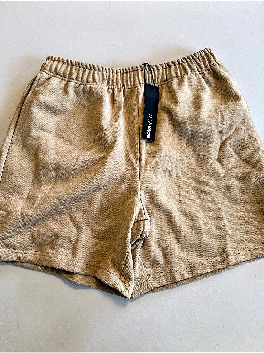 NWT Fashion Nova Logan Fleece SweatShorts in Beige Mens Size Medium